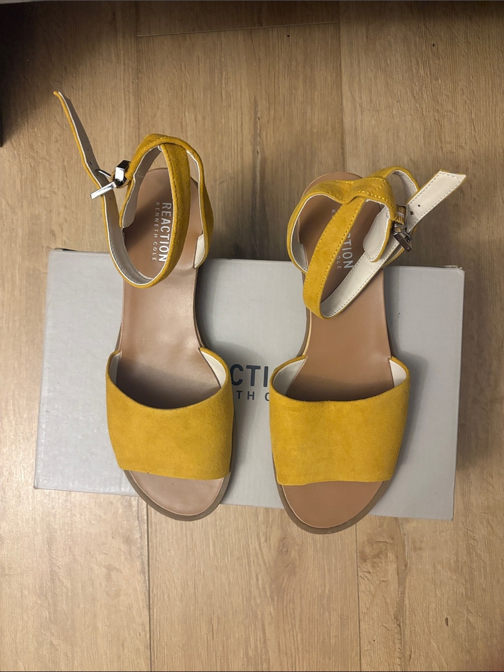 Reaction Kenneth Cole - Marigold- Jolly- Suede Ankle-Strap Sandals-
